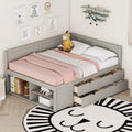 Full Size Daybed With Drawers And Shelves, Gray Full Gray Solid Wood