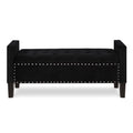 Upholstered Tufted Button Storage Bench With Nails Trim,Entryway Living Room Soft Padded Seat With Armrest,Bed Bench Black Nailheads Black Espresso Velvet Primary Living Space Black American Design Rubberwood Wood Internal Storage Foam Velvet