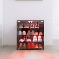 4 Layers Black Shoe Cabinet With Glass Door And Glass Layer Shoes Display Cabinet With Led Light Bluetooth Control Standard 3 4 Spaces Black Primary Living Space Adjustable Shelves Modern Mdf Glass