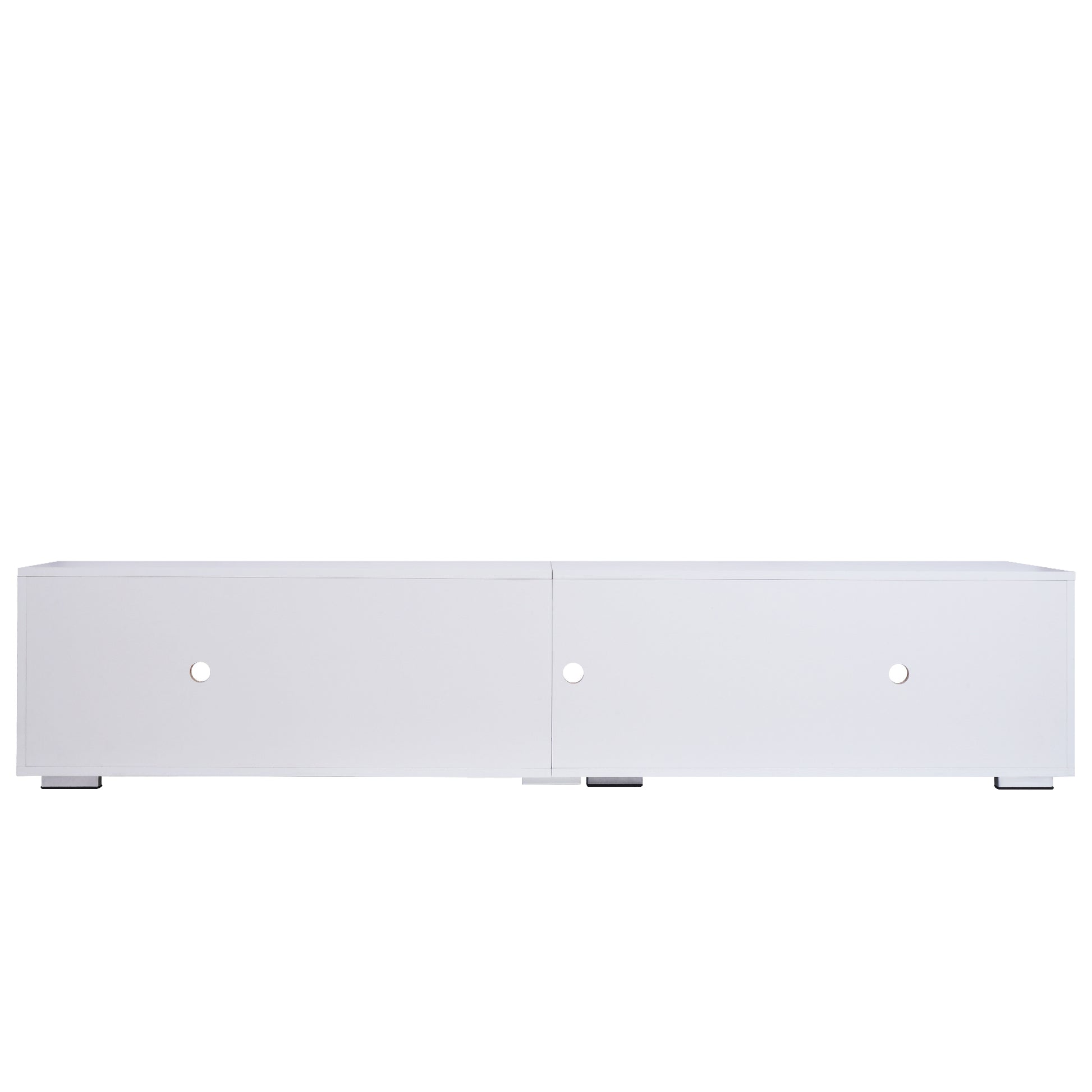 Modern Led Tv Stand Entertainment Center With Storage And Glass Shelves High Glossy Tv Cabinet Table For Living Room Bedroom White Particle Board