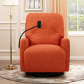 270 Degree Swivel Electric Recliner Home Theater Seating Single Reclining Sofa Rocking Motion Recliner With A Phone Holder For Living Room, Orange Orange Foam Polyester