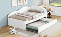 Twin Size Pu Upholstered Tufted Daybed With Trundle And Cloud Shaped Guardrail, White Box Spring Not Required Twin White Wood Faux Leather Upholstered