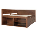 Full Size Daybed With Drawers And Shelves, Walnut Full Walnut Solid Wood