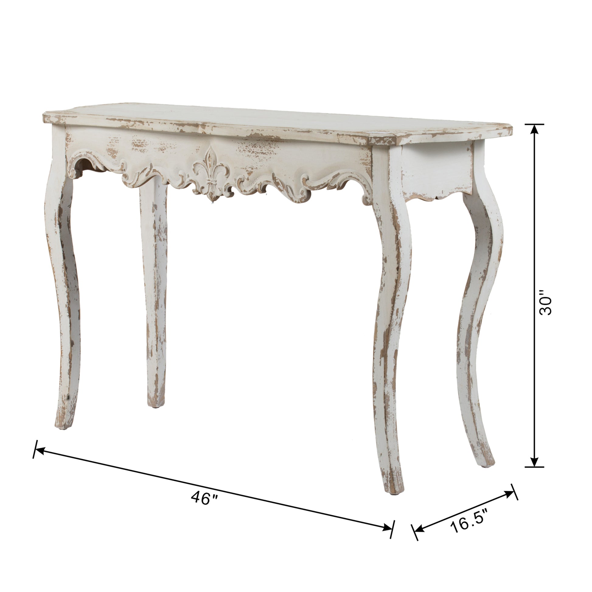 46" X 16.5" X 30" Slimline Whitewash Console Table, For Hallway Living Room Bedroom White Washed Magnesium Oxide