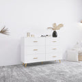 High Glossy Surface 6 Drawers Chest Of Drawer With Golden Handle And Golden Steel Legs White Color Vanity White Bedroom Modern Engineered Wood