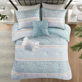 5 Piece Seersucker Comforter Set With Throw Pillows Aqua Polyester