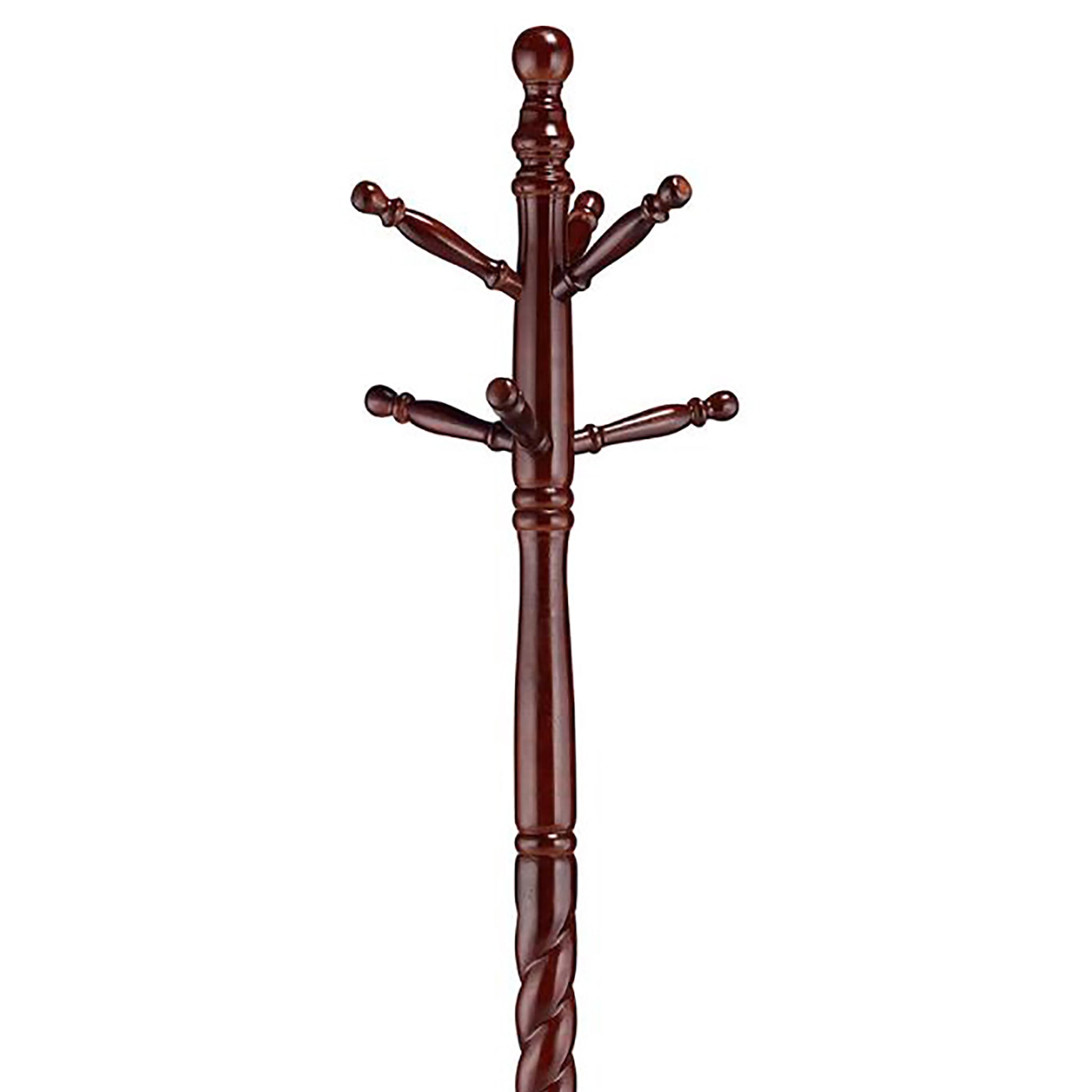 Merlot Coat Rack With Twisted Post Brown Brown Primary Living Space Traditional Rubberwood Wood