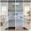 5 Piece Seersucker Comforter Set With Throw Pillows Aqua Polyester