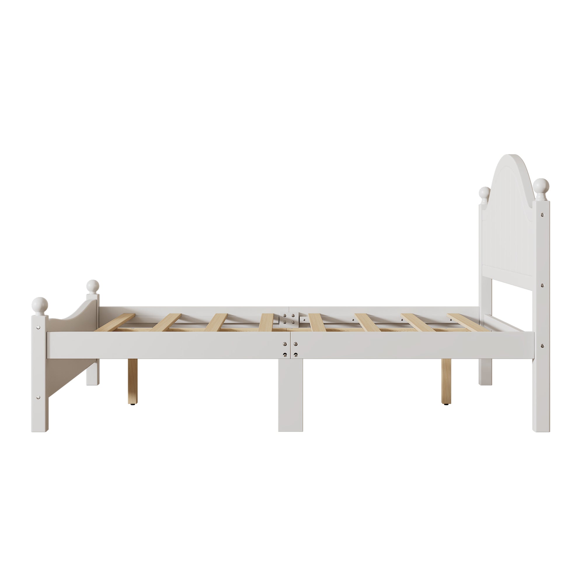 Traditional Concise Style White Solid Wood Platform Bed, No Need Box Spring, Queen Old Sku:Wf306306Aaa Queen White Wood