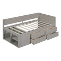 Twin Size Daybed With Drawers And Shelves, Gray Gray Solid Wood