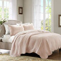 3 Piece Reversible Soped Edge Quilt Set Blush Microfiber