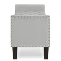 Upholstered Tufted Button Storage Bench With Nails Trim,Entryway Living Room Soft Padded Seat With Armrest,Bed Bench Gray Armrest Gray Espresso Primary Living Space Velvet Solid American Design