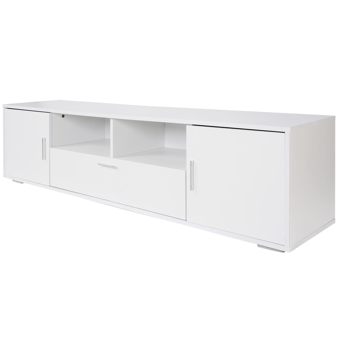 Modern Tv Stand With Led Lights Entertainment Center Tv Cabinet With Storage For Up To 75 Inch For Gaming Living Room Bedroom White Particle Board