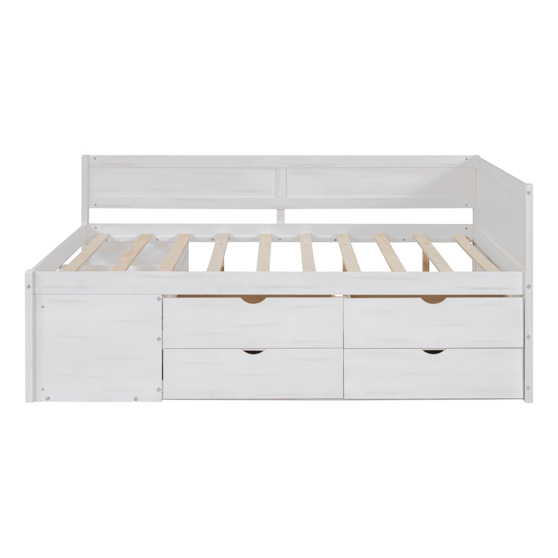 Full Size Daybed With Drawers And Shelves, White Full White Solid Wood