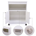 Wood Kitchen Microwave Cabinet Cart With 4 Universal Wheels And Roomy Inner Space For Home Use, White White Mdf