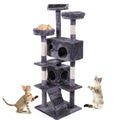 Cat Tree Cat Tower With Scratching Ball, Plush Cushion, Ladder And Condos For Indoor Cats, Gray Gray Wood Fabric