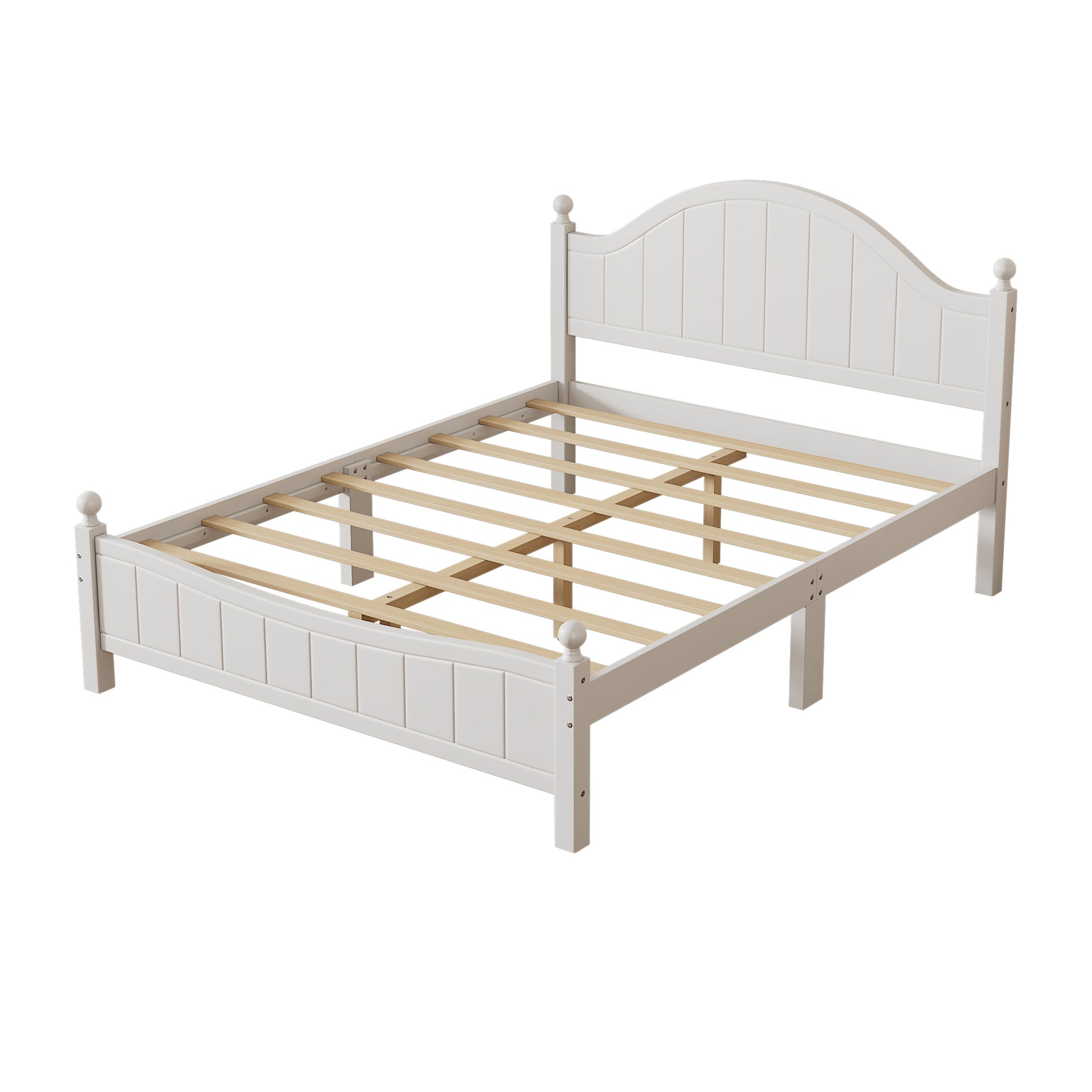 Traditional Concise Style White Solid Wood Platform Bed, No Need Box Spring, Queen Old Sku:Wf306306Aaa Queen White Wood