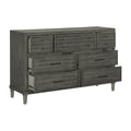 Transitional Style Gray Finish 1Pc Dresser Of 7 Drawers Dark Bronze Handles Wooden Bedroom Furniture Gray Bedroom Transitional Wood