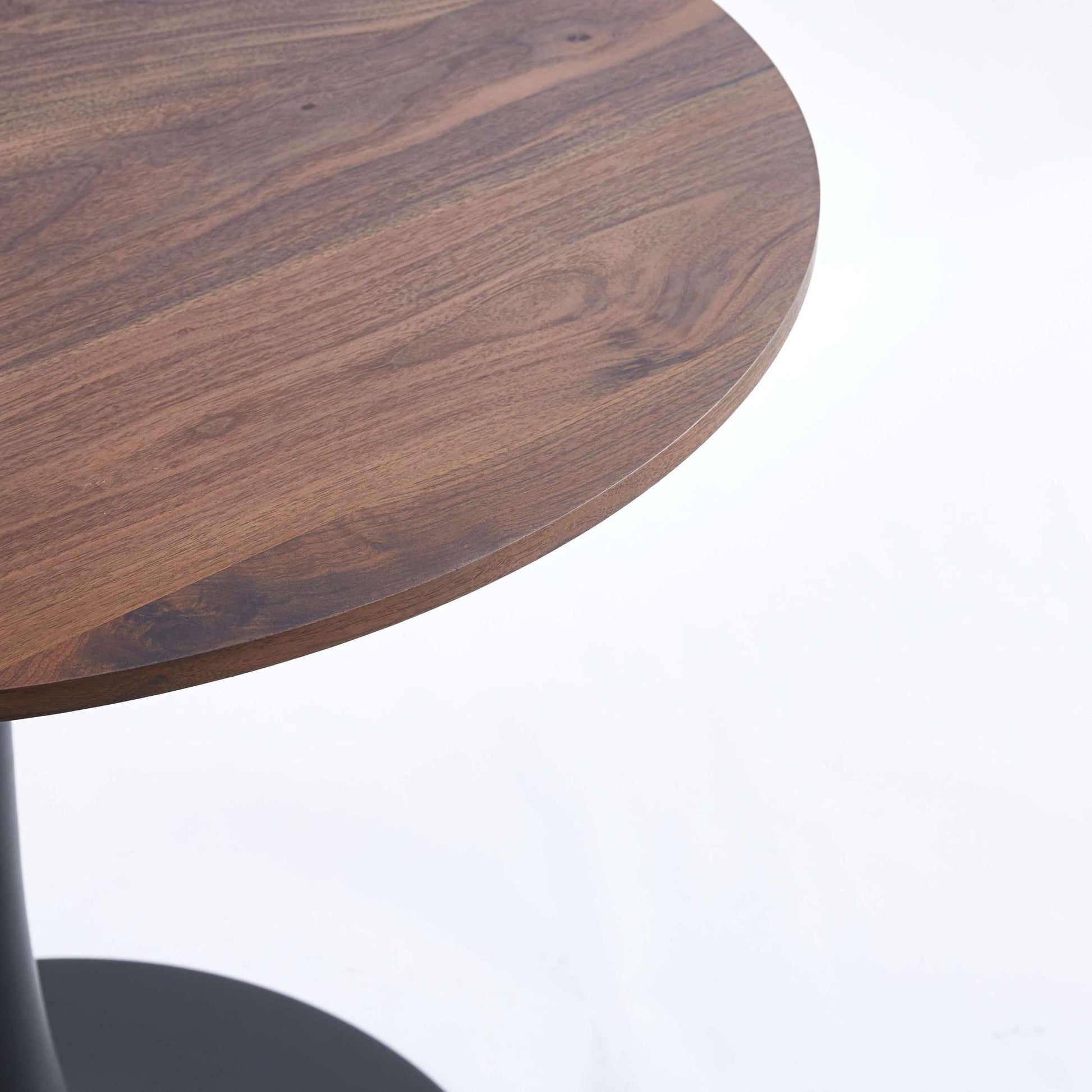 31.5"Black And Walnut Tulip Table Mid Century Dining Table For 2 4 People With Round Mdf Table Top, Pedestal Dining Table, End Table Leisure Coffee Table Walnut Black Mdf
