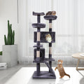 Cat Tree Cat Tower With Scratching Ball, Plush Cushion, Ladder And Condos For Indoor Cats, Gray Gray Wood Fabric