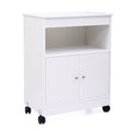 Wood Kitchen Microwave Cabinet Cart With 4 Universal Wheels And Roomy Inner Space For Home Use, White White Mdf