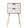 Set Of 2 Wooden Modern Nightstand With 2 Drawers And 4 Solid Splayed Legs, Living Room Bedroom Furniture White White Mdf