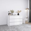 Extended Desktop 6 Drawers Chest Of Drawer Without Handle White Color Vanity White White Bedroom Modern Melamine Engineered Wood