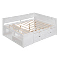 Full Size Daybed With Drawers And Shelves, White Full White Solid Wood