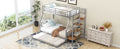 Twin Over Full Size Metal Bunk Bed With Trundle And Storage Staircase, Silver Twin Silver Metal