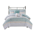 5 Piece Seersucker Comforter Set With Throw Pillows Aqua Polyester