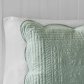 3 Piece Reversible Soped Edge Quilt Set Seafoam Microfiber