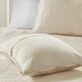 3 Piece Reversible Soped Edge Quilt Set Cream Microfiber