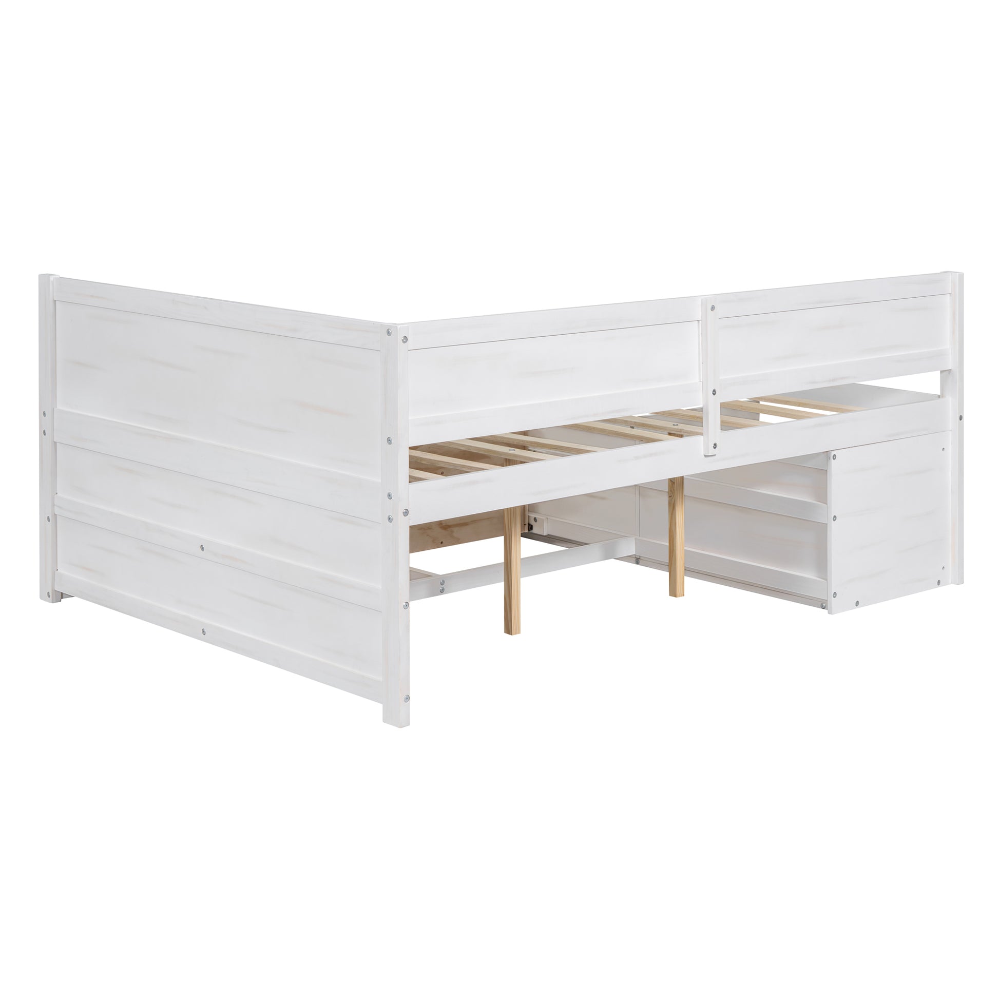 Full Size Daybed With Drawers And Shelves, White Full White Solid Wood