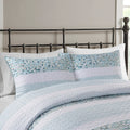 4 Piece Seersucker Quilt Set With Throw Pillow Aqua Polyester