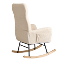 Modern Rocking Chair With High Backrest,Teddy Material Comfort Arm Rocker, Lounge Armchair For Living Room Beige Cotton Metal