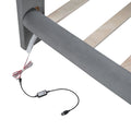 Full Size Velvet Platform Bed With Led Frame, Thick & Soft Fabric And Button Tufted Design Headboard, Gray Gray Velvet