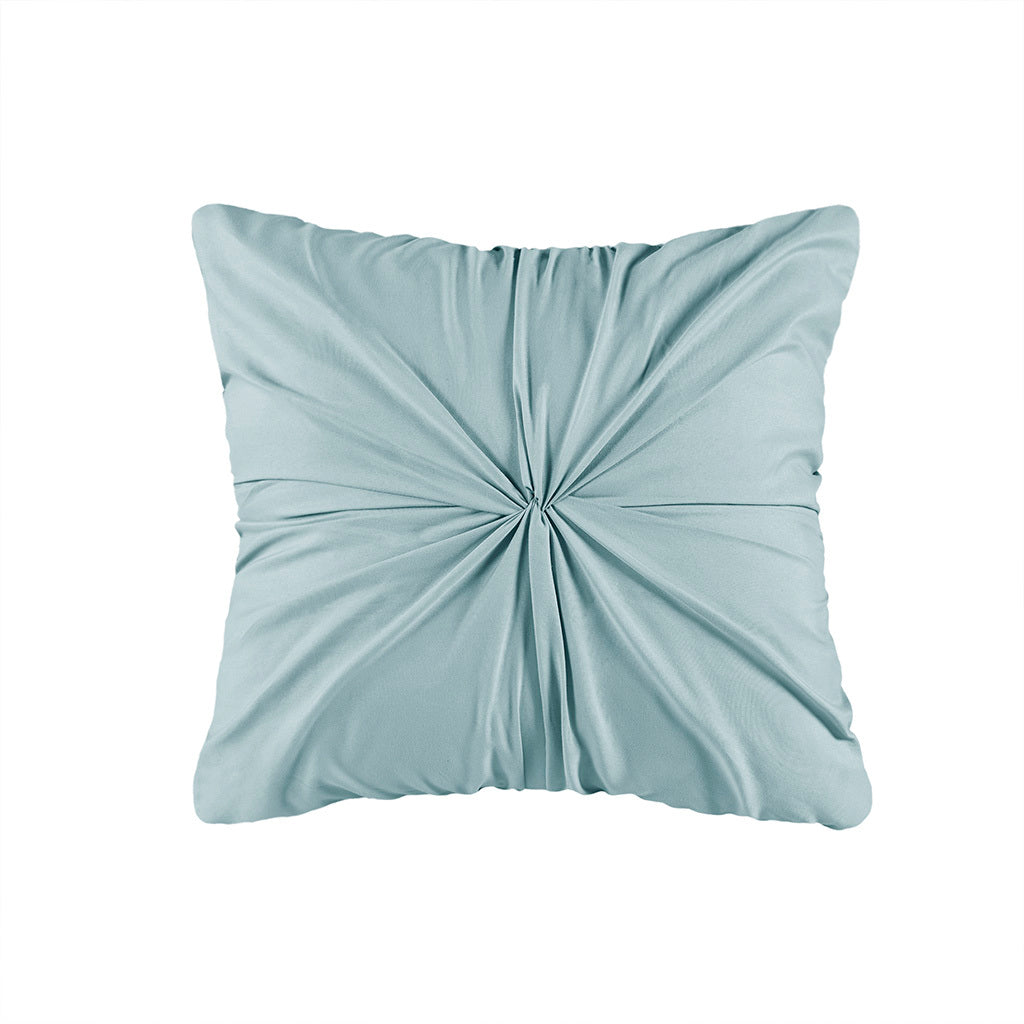 4 Piece Seersucker Quilt Set With Throw Pillow Aqua Polyester