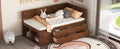 Twin Size Daybed With Drawers And Shelves, Walnut Walnut Solid Wood