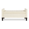 Upholstered Tufted Button Storage Bench With Nails Trim,Entryway Living Room Soft Padded Seat With Armrest,Bed Bench Cream Armrest Cream Espresso Primary Living Space Velvet American Design Rubberwood Wood Internal Storage Foam Velvet