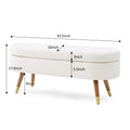 Storage Bench Upholstered Boucle Ottoman With Golden Metal Legs End Of Bed Bench For Bedroom, Living Room, Entryway,Bed Side Ivory Ivory Wood Fabric