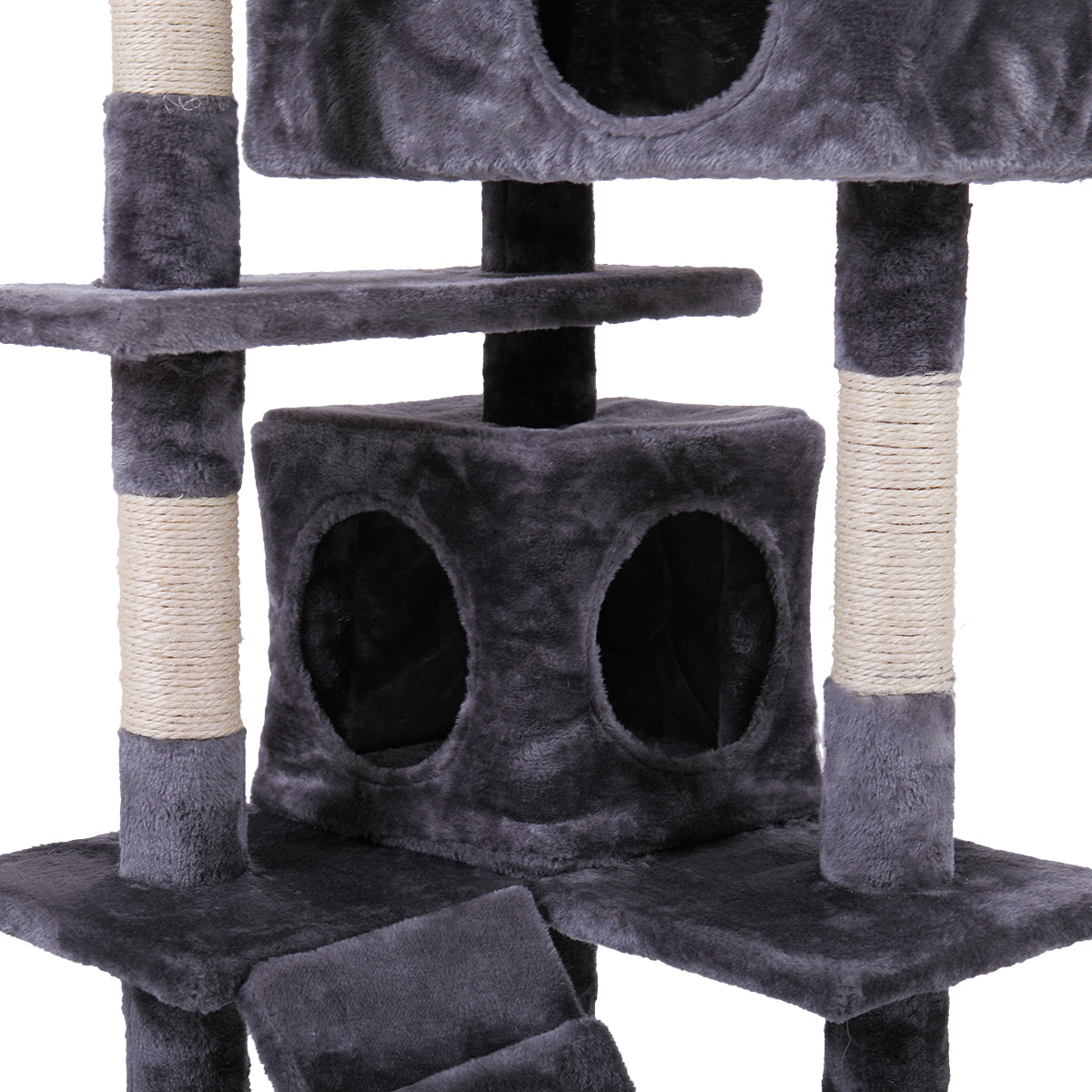 Cat Tree Cat Tower With Scratching Ball, Plush Cushion, Ladder And Condos For Indoor Cats, Gray Gray Wood Fabric