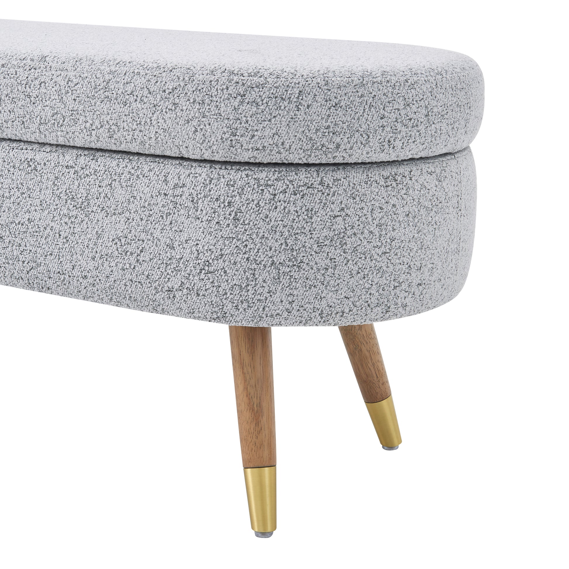 Storage Bench Upholstered Boucle Ottoman With Golden Metal Legs End Of Bed Bench For Bedroom, Living Room, Entryway,Bed Side Grey Grey Wood Fabric