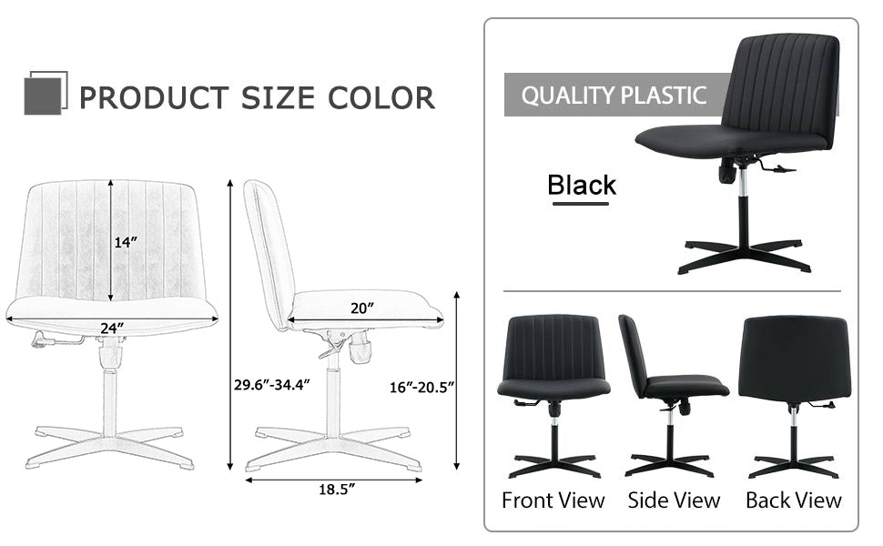 Black High Grade Pu Material. Home Computer Chair Office Chair Adjustable 360 Swivel Cushion Chair With Black Foot Swivel Chair Makeup Chair Study Desk Chair. No Wheelsw115167391 Black Foam Pu