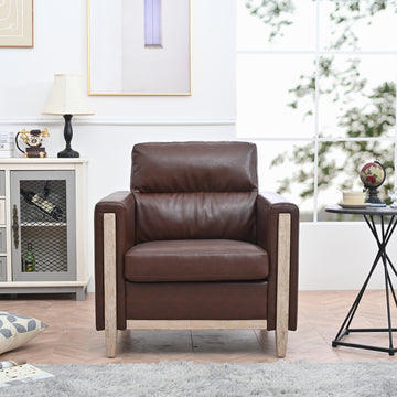 1 Seater Sofa For Living Room Brown Pu Pu