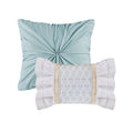 5 Piece Seersucker Comforter Set With Throw Pillows Aqua Polyester