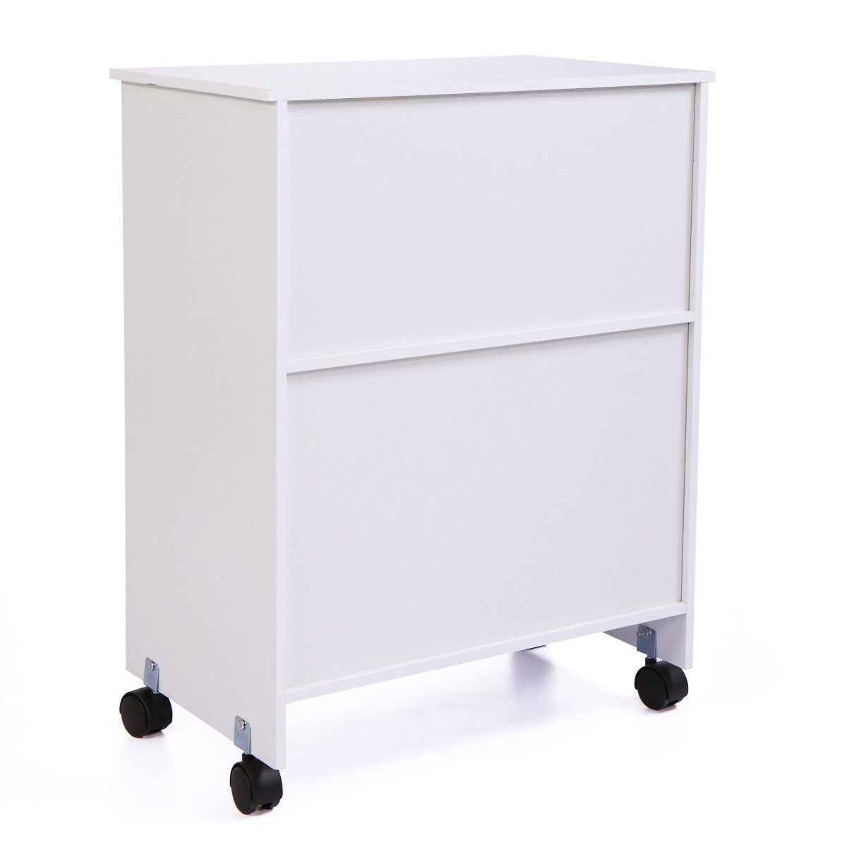 Wood Kitchen Microwave Cabinet Cart With 4 Universal Wheels And Roomy Inner Space For Home Use, White White Mdf