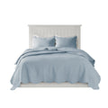 3 Piece Reversible Soped Edge Quilt Set Blue Microfiber