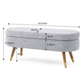 Storage Bench Upholstered Boucle Ottoman With Golden Metal Legs End Of Bed Bench For Bedroom, Living Room, Entryway,Bed Side Grey Grey Wood Fabric