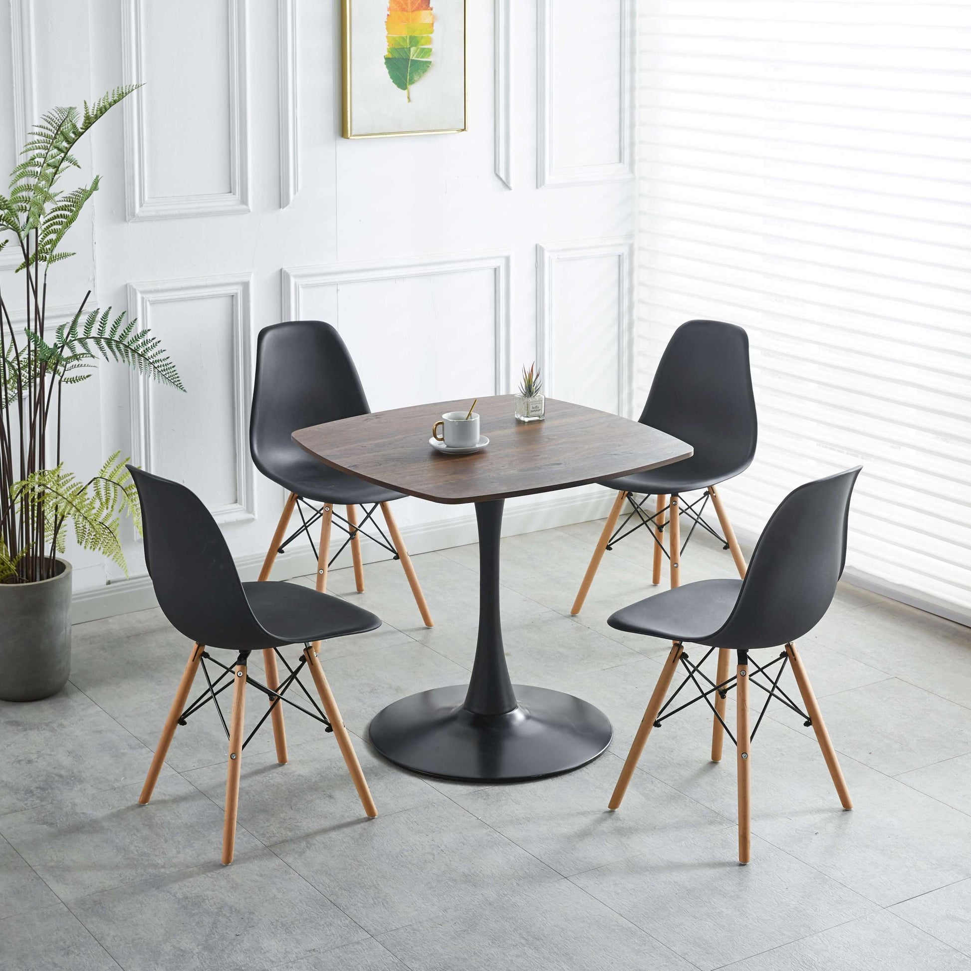 Special Dining Table,Mdf Dining Tablekitchen Table,Black And Walnut,Exective Desk Matte Black Mdf