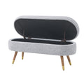 Storage Bench Upholstered Boucle Ottoman With Golden Metal Legs End Of Bed Bench For Bedroom, Living Room, Entryway,Bed Side Grey Grey Wood Fabric